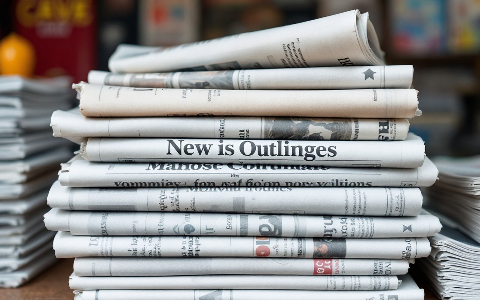 A stack of newspapers with a masthead visible