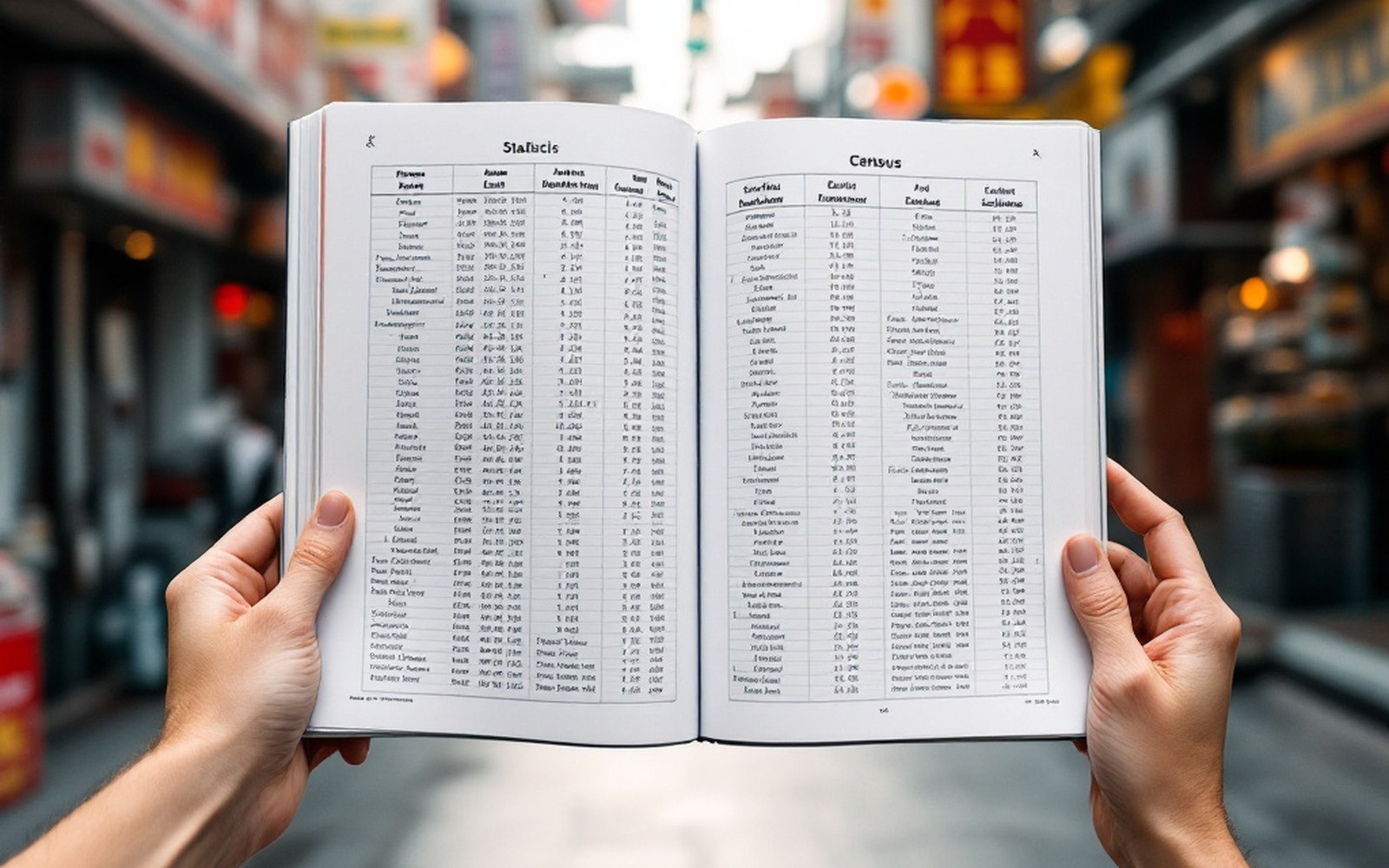 A statistical table printed across a double page