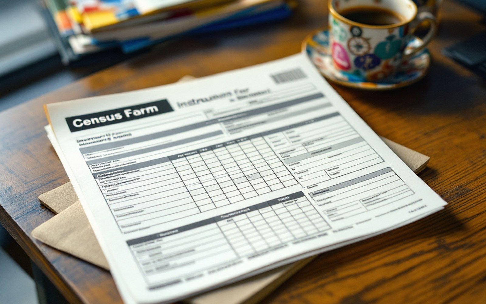 A census form and instruction booklet on a desk